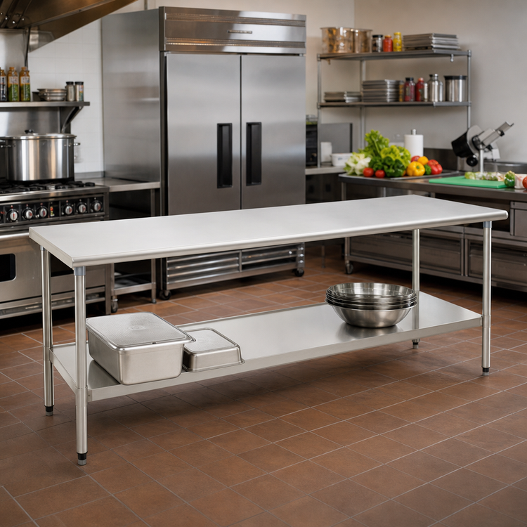 Product image #2 for Deluxe Series Stainless Steel Work Table with Adjustable Undershelf, 84 x 24 Inches