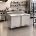 Thumbnail image #2 for John Boos Cabinet Base Work Table with Hinged Doors, 36 x 30 Inch, 14-Gauge 300-Series Stainless Steel Top, 5-Inch Backsplash