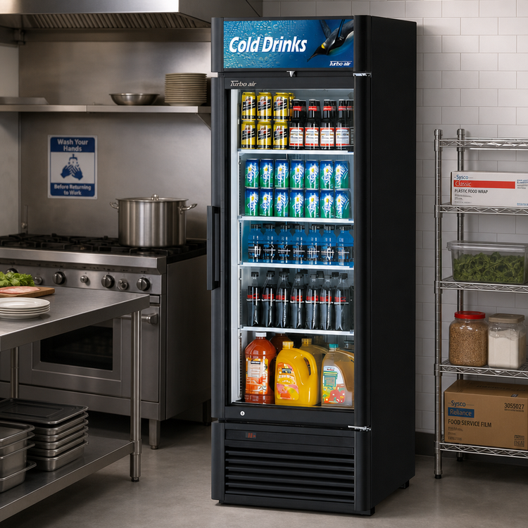 Product image #3 for Turbo Air Super Deluxe One-Section Glass Door Merchandiser Refrigerator, 16.01 Cu. Ft., Self-Contained Bottom Mount