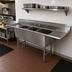 Thumbnail image #2 for Advance Tabco 3-Compartment Fabricated Stainless Steel Sink with Left and Right Drainboards, 100-Inch Long