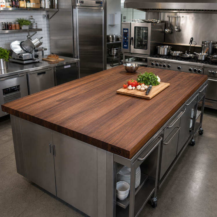 Product image #2 for John Boos Boos Block 84" x 42" American Black Walnut Edge Grain Kitchen Countertop, 2-1/4" Thick, Penetrating Oil Finish