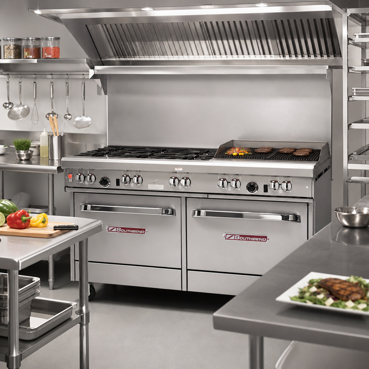 Product image #2 for Southbend Ultimate 60-Inch Gas Restaurant Range with 6 Open Burners, 24-Inch Charbroiler, Standard Oven and Convection Oven