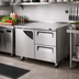 Thumbnail image #2 for Turbo Air Super Deluxe Two-Section Undercounter Refrigerator, 48 1/4 Inch, 1 Door, 2 Drawers, Rear-Mount Self-Contained
