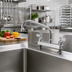 Thumbnail image #2 for Fisher Stainless Steel Deck-Mount Manual Faucet with 12-Inch Swing Spout, 8-Inch Centers