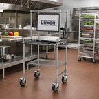 Thumbnail image #2 for Eagle Group MCWS3030S 30" x 30" Stainless Steel Mobile Computer Workstation with Keyboard Drawer and Wire Shelves
