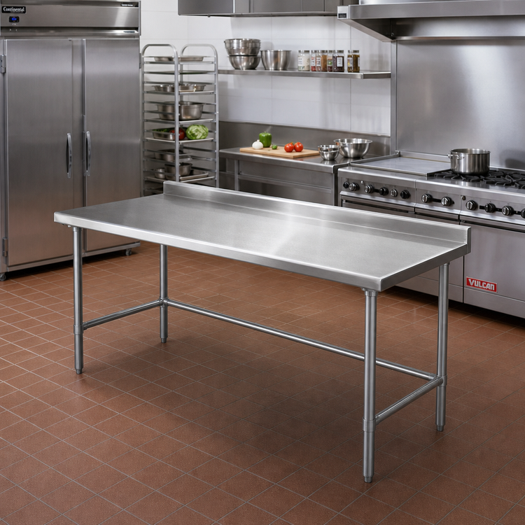 Product image #2 for Eagle Spec-Master 108-Inch x 24-Inch Stainless Steel Work Table with Rear Upturn and Open Tubular Base