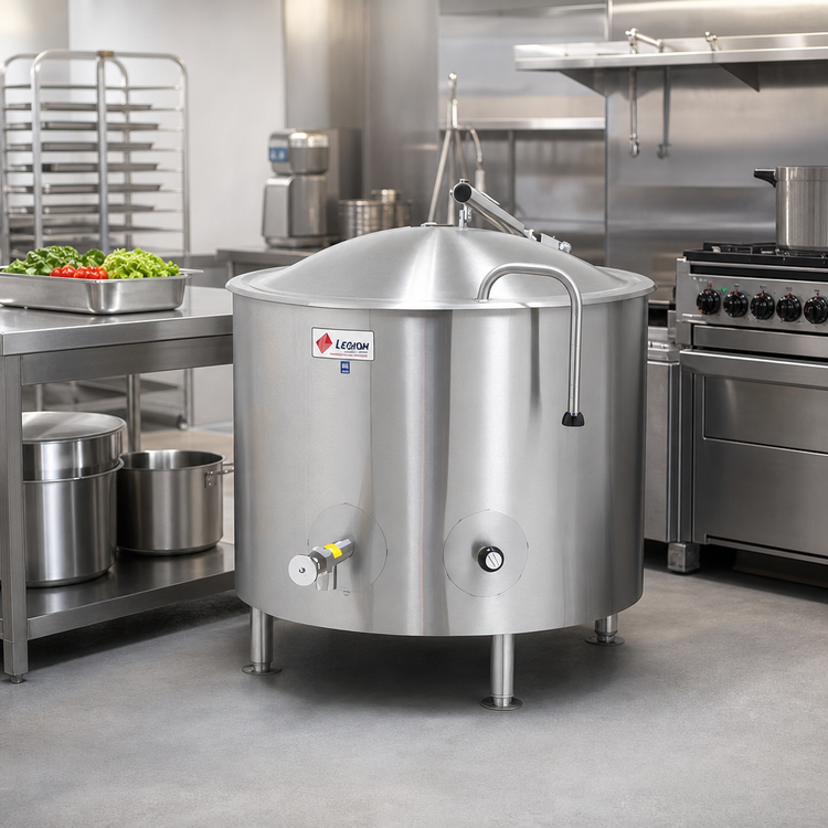 Product image #2 for Legion Low-Rim 40-Gallon Stationary Direct Steam Kettle with 304 Stainless Steel Liner