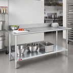Thumbnail image #2 for Duke Manufacturing 314-24108-5R 108-Inch Stainless Steel Work Table with 5-Inch Riser and Galvanized Undershelf