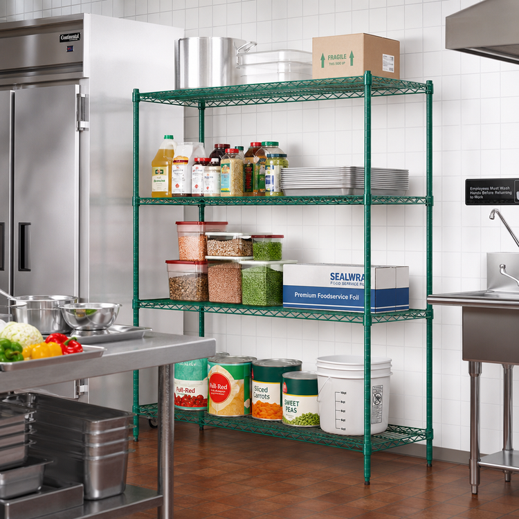 Product image #2 for Eagle Valu-Gard Quad-Adjust Stationary 4-Tier Wire Shelving Starter Unit, 72 x 18 x 74 Inches