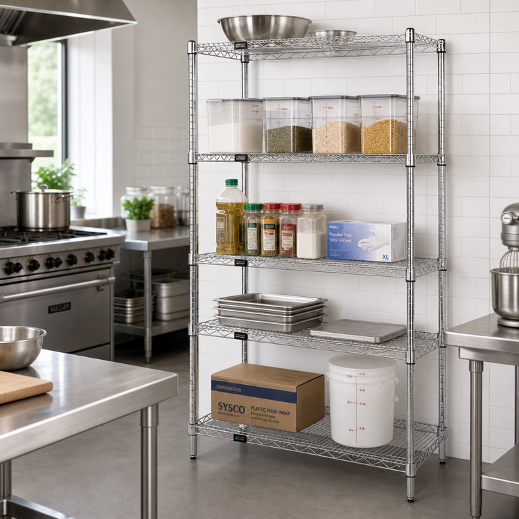 Product image #2 for Quantum 24 Inch W x 21 Inch D x 74 Inch H 5-Shelf Stainless Steel Wire Shelving Starter Kit