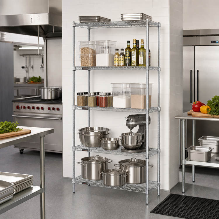Product image #2 for EAGLEbrite 5-Tier Starter Wire Shelving Unit, 42W x 18D x 86H, Zinc Finish