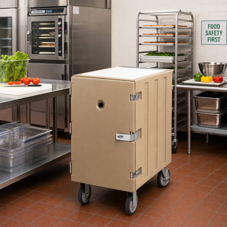 Product image #3 for Cambro Camcart Insulated Food Storage Box Cart with Security Package and Cutting Board, 18 x 26 Inch, Coffee Beige