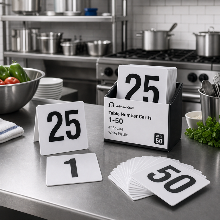 Product image #2 for Admiral Craft 4-Inch Square White Plastic Table Number Cards Set 1-50