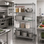 Thumbnail image #2 for Quantum WR86-3042S Stationary 4-Shelf Wire Shelving Starter Unit, 42"W x 30"D x 86"H, 304 Stainless Steel