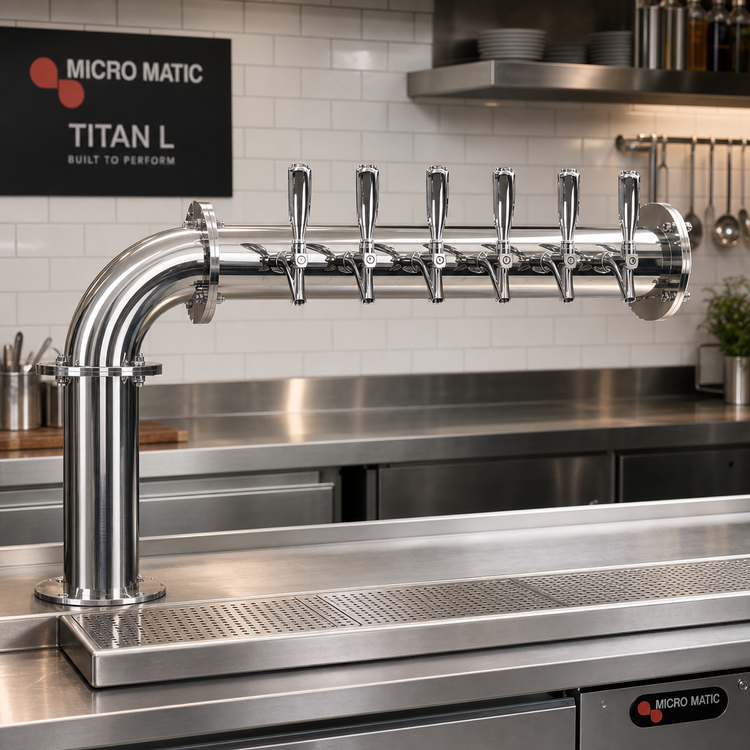 Product image #2 for Micro Matic Titan L 6-Faucet Single-Column Polished Stainless Steel Glycol-Cooled Countertop Draft Tower