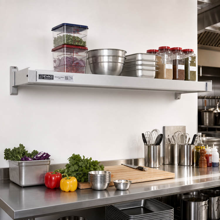 Product image #3 for New Age Adjust-A-Shelf H.D. Wall-Mounted Shelf, Aluminum, 66 x 15 Inches, 2000 lb. Capacity