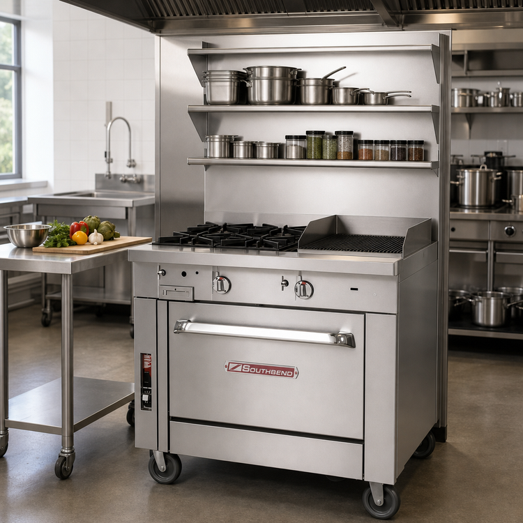 Product image #2 for Southbend Platinum Heavy Duty 36-Inch Commercial Gas Range with 2 Open Burners, 24-Inch Charbroiler and Convection Oven