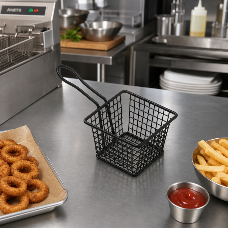 Product image #2 for American Metalcraft Mini Square Stainless Steel Fry Basket with 3-3/4-Inch Handle