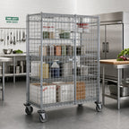 Thumbnail image #2 for Metro Super Erecta SEC56EC Mobile Chrome Wire Security Cage, No Intermediate Shelves, 65W x 27-1/4D x 68-1/2H