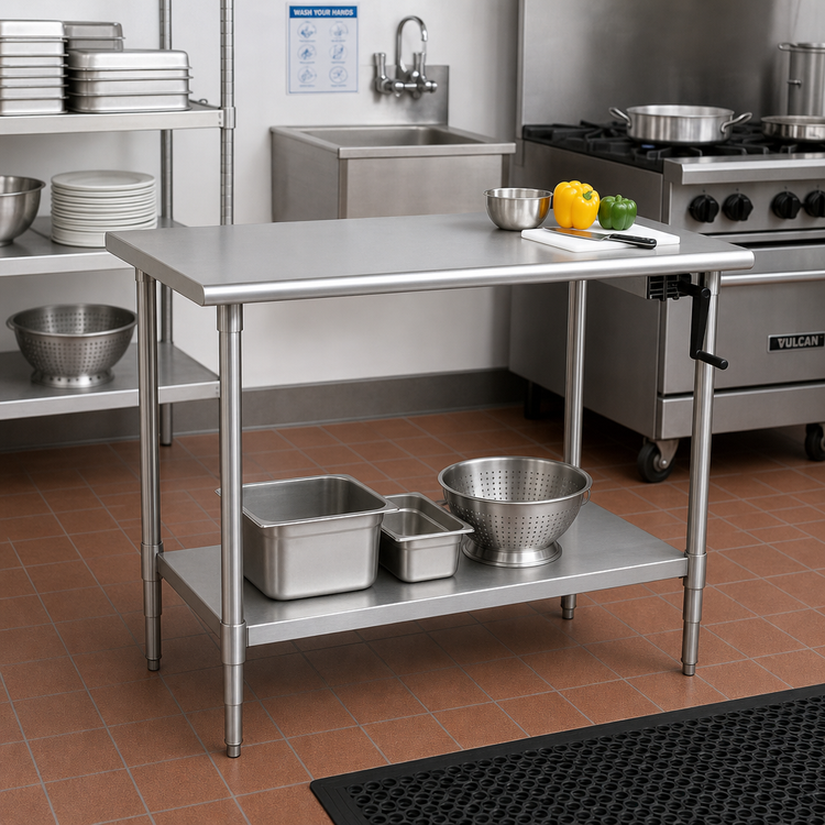 Product image #2 for Eagle Group AdjusTable ADA/Ergonomic Height Adjustable Stainless Steel Work Table with Undershelf, 60 x 30 Inches