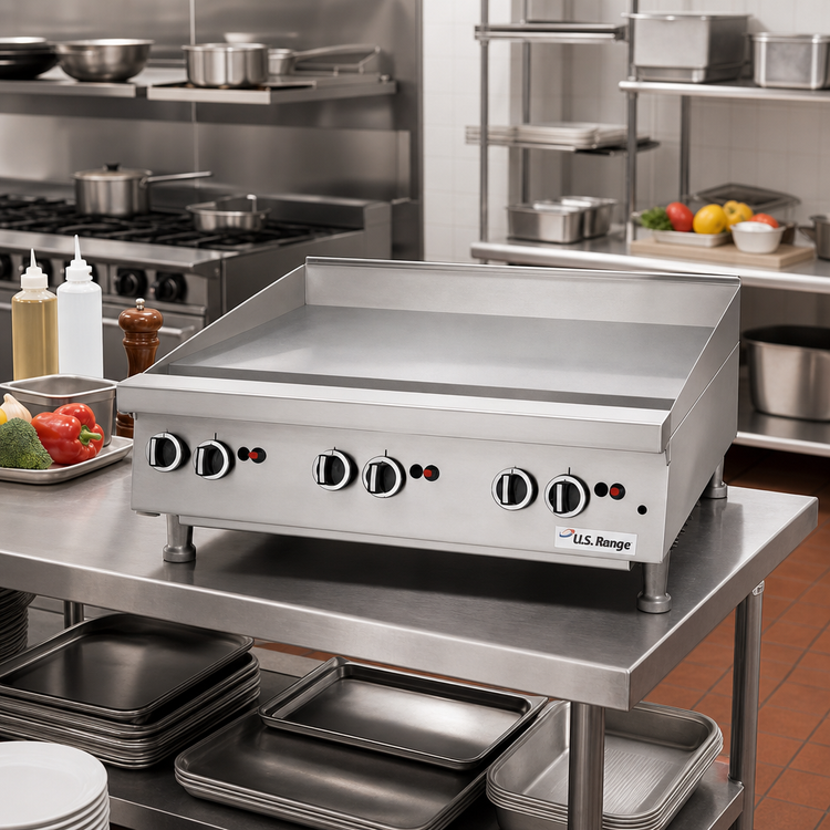 Product image #2 for Garland U.S. Range 47-1/4 Inch Heavy-Duty Countertop Gas Griddle, 1-Inch Smooth Steel Plate, Thermostatic Controls