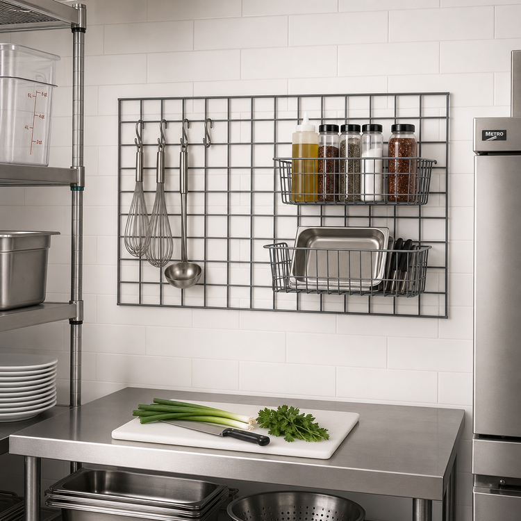 Product image #2 for Metro SmartWall 48 x 30 Inch Wall-Mounted Wire Grid, Metroseal Gray with Microban