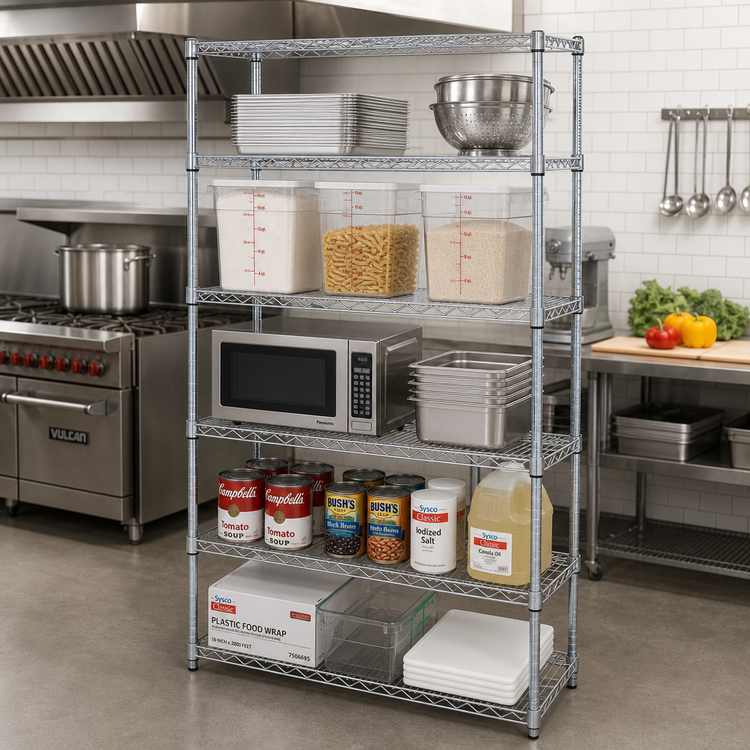 Product image #2 for Quantum 5-Shelf Wire Shelving Starter Kit, 48 x 24 x 63 Inches, Chrome Plated