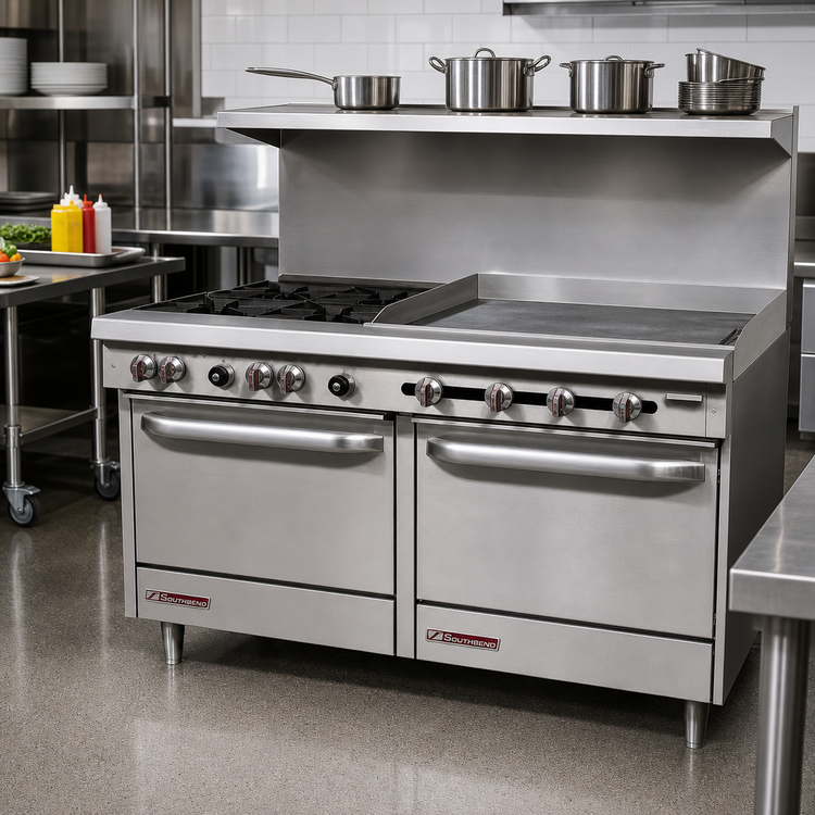 Product image #2 for Southbend S-Series 60-Inch Gas Restaurant Range with 2 Open Burners, 48-Inch Thermostatic Griddle, and 2 Standard Ovens