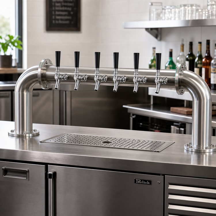 Product image #2 for Perlick 2-Column Pass-Thru Glycol-Cooled Countertop 6-Faucet Brew Pipe Draft Beer Tower