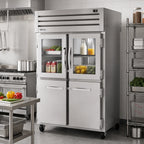 Thumbnail image #2 for True Mfg. - General Foodservice SPEC SERIES STA2RPT-2HG/2HS-2S-HC 2-Section Pass-Thru Refrigerator with Glass and Stainless Steel Half Doors
