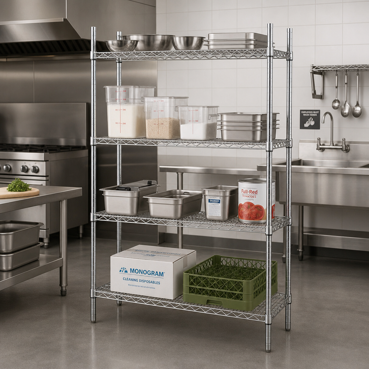 Product image #2 for Advance Tabco Special Value Series 54" x 18" x 74" Chrome Wire Shelving Unit with 4 Shelves