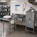 Thumbnail image #2 for Eagle Group Island Soiled Dishtable with Dish Landing Shelf and Pre-Rinse Sink, 66 Inch Machine-to-Corner, Right-to-Left Operation