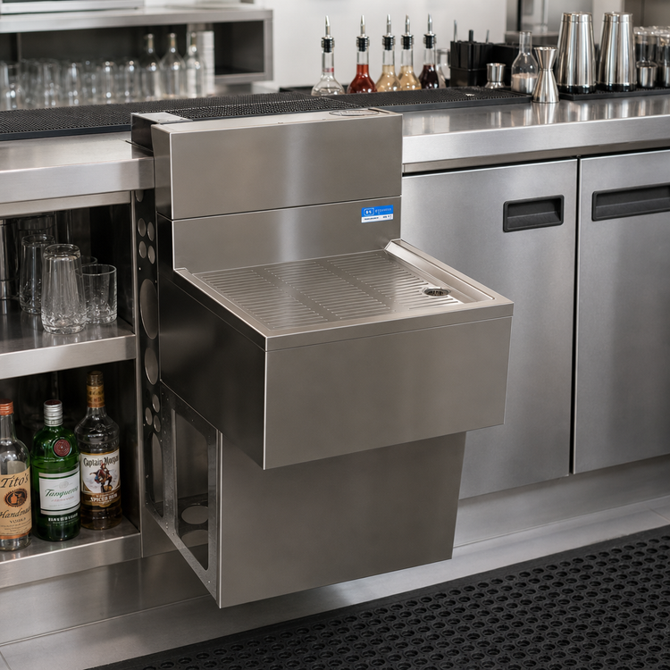 Product image #2 for BK Resources UBDW-18-DB12 Modular Underbar Drain Board, 12 Inch W x 18 Inch D, 304 Stainless Steel, Without Backsplash