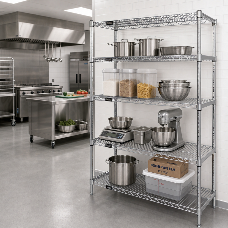 Product image #2 for Quantum Wire Shelving Starter Kit, 72W x 36D x 86H, 4-Shelf, 304 Stainless Steel