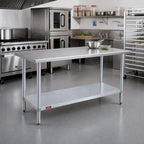 Thumbnail image #2 for Duke Manufacturing 418-3048 48" x 30" Stainless Steel Work Table, 18 Gauge 400 Series Top, Galvanized Undershelf, 36" High