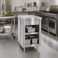 Thurmaduke Solid Top Stainless Steel Utility Counter with Undershelves, 18 x 32 x 36 Inches