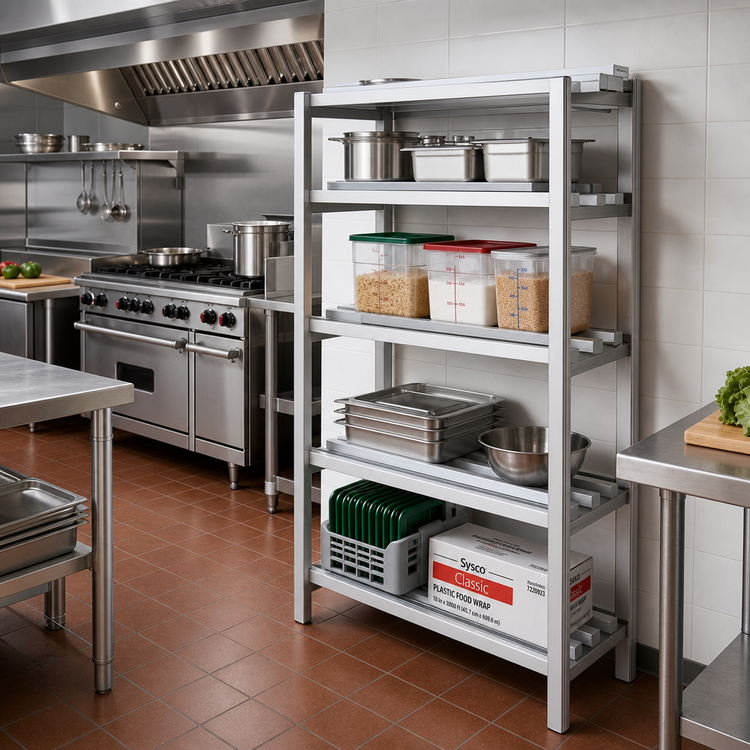 Product image #2 for Lifetime Tough 4-Shelf Channel-Style Aluminum Dunnage Shelving Rack, 60W x 24D x 64H