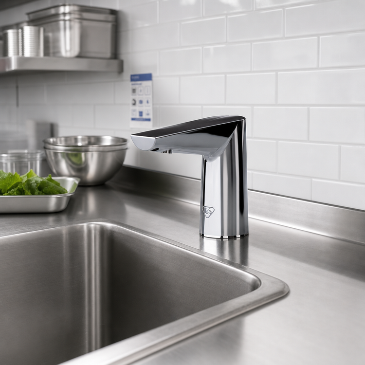 Product image #2 for T&S Brass WaveCrest Touchless Electronic Sensor Lavatory Faucet, Single-Hole Deck Mount, Polished Chrome, 0.5 GPM