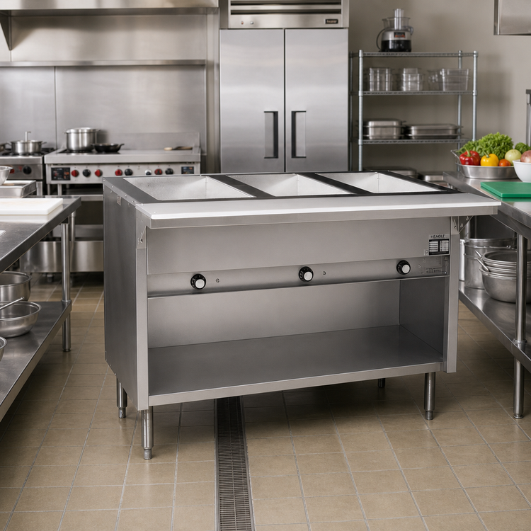 Product image #2 for Eagle Group Spec-Master 48-Inch Electric Hot Food Table with 3 Wet/Dry Wells and Open Cabinet Base