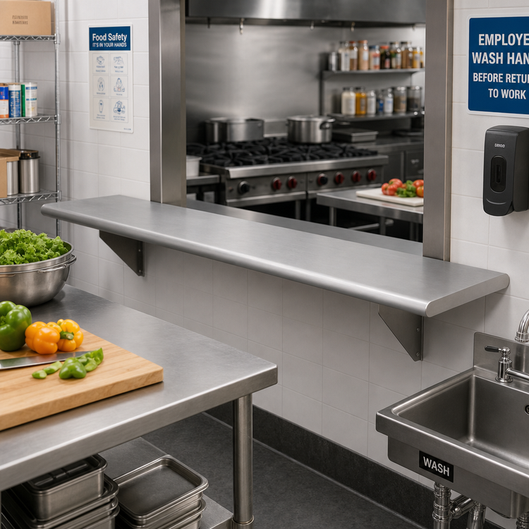 Product image #2 for Eagle Group 96-Inch x 18-Inch Pass-Thru Stainless Steel Shelf