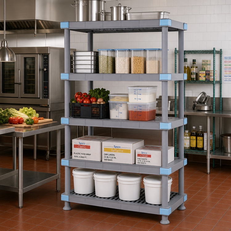 Product image #2 for Quantum Millenia 60-Inch x 24-Inch x 74-Inch All-Polymer Gray Shelving Unit with 5 Shelves and Dunnage Stand