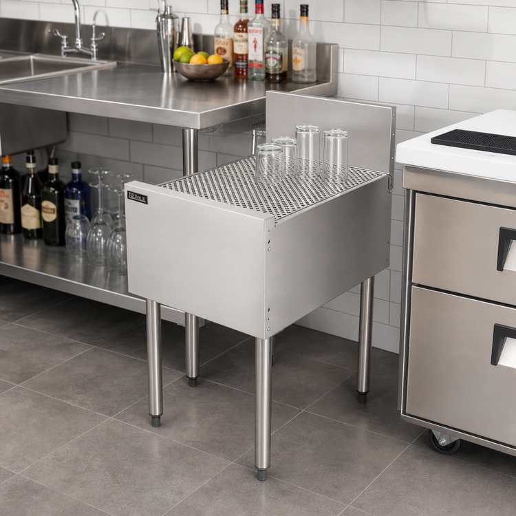Product image #3 for Top Shelf TSF Series 21 Inch x 24 Inch Stainless Steel Underbar Drainboard with Backsplash