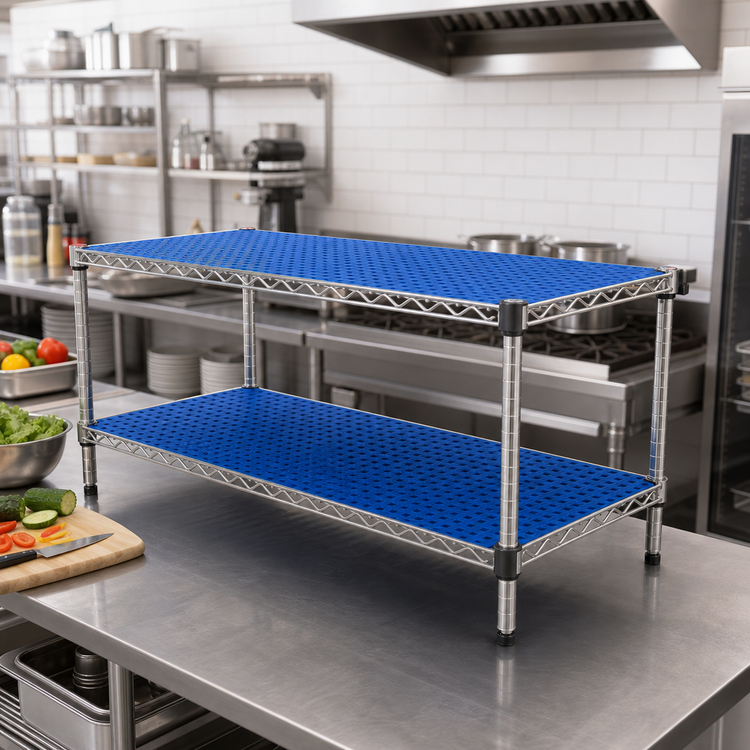 Product image #2 for QuadPlus 54 x 18-Inch Solid Blue Polymer Shelf Mat with Gray Epoxy Wire Frame