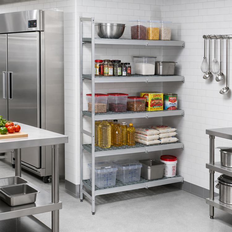 Product image #2 for Fermostock 5-Tier Corner Expansion Polymer Shelving Unit, 83 In. H x 64 In. W x 18 In. D