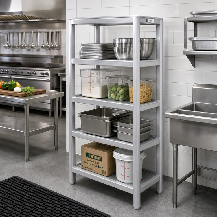 Product image #2 for Lifetime Tough ED2448-4 All-Welded Tubular Aluminum 4-Shelf Dunnage Shelving Rack