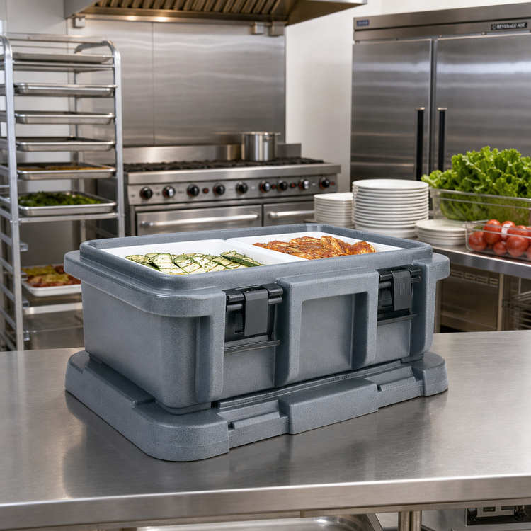 Product image #3 for Cambro Ultra Pan Carrier Top-Loading Insulated Food Pan Carrier, 1 Full-Size GN Pan, 6-Inch Deep, Granite Gray