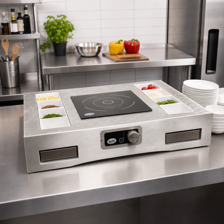Product image #3 for TableCraft Single Induction Countertop Station Kit with Cooling Plates, Random Swirl Finish