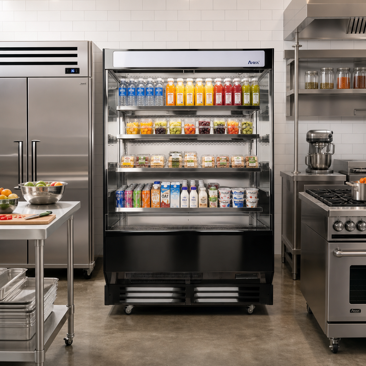 Product image #2 for Atosa AOM-50B Open Air Merchandiser, 51-2/5-Inch Wide, 16.5 Cu. Ft., 4 Shelves, Black Exterior