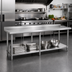 Thumbnail image #2 for 84-Inch x 24-Inch Stainless Steel Worktable with 2-Inch Rear Splash Guard and Undershelf