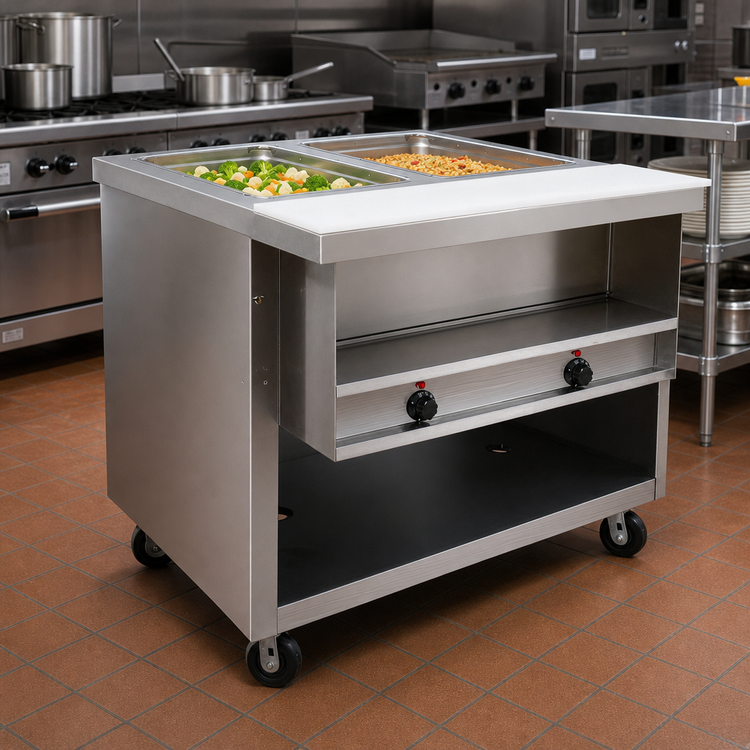 Product image #2 for Advance Tabco Heavy Duty Electric Sealed Well Hot Food Table with Enclosed Base, 2 Wells, 120V